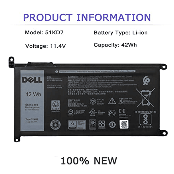 Batería Compatible para Dell Chromebook 11 3100 3180 3189 5190 3181 2 en 1 P28T001 Notebook Y07HK FY8XM K5XWW J0PGR 11,4V 42Wh 3 Celdas 3500mAh 2