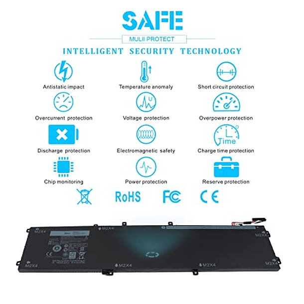 Batería Compatible para Dell XPS 15 9560 9570 9550 7590 Precisión 5510 5520 5530 5540 M5520 Vostro 7500 5XJ28 I7-7700HQ 5D91C GPM03 1P6KD P56F T453X 5041C D1745 1p6KD 5