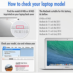 Batería NinjaBatt A1465/A1370 para Apple MacBook Air 11" (2011-2017) A1495/A1406 - Alto Rendimiento (5100 mAh/39 Wh/7,6 V)