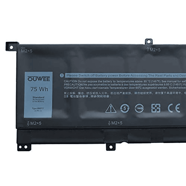 Batería Compatible con DELL XPS 15 9575 Precision 5530 Serie 2 en 1 Notebook 8N0T7 08N0T7 TMFYT 0TMFYT 11.4V 75Wh 6254mAh 6 Celdas 2