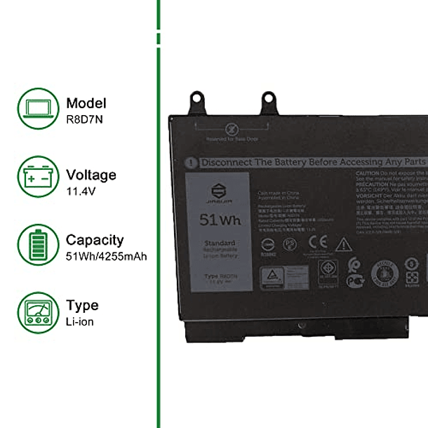 Batería de Repuesto Compatible con Dell Latitude 5501 5401 5410 5411 5510 5511 Precision 3550 3541 3551 Series 0H82T6 0C5GV2 0W8GMW W8GMW 1FXDH 3HWPP 2