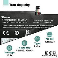 Baterías Compatibles para Lenovo Thinkpad X1 Carbon 4th Gen 4 2016, ThinkPad X1 Yoga Gen1 y Gen2 Series Laptop