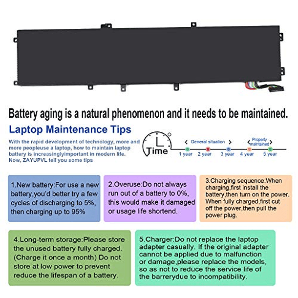 Batería Compatible con Dell XPS 15 9560 9570 9550 7590 P56F P56F001 P56F002 Precision 5510 5520 5530 Vostro 7500 5XJ28 05XJ28 5D91C GPM03 451-BBYB-TM 1P6KD 4GVGH/HDD - 97WH 6GTPY 6