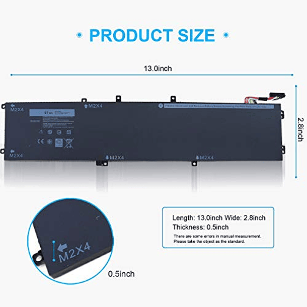 Batería de Reemplazo de 97Wh para Dell XPS 15 9550 9560 9570 7590, Precision 15 5510 5520 5530 5540 M5510 M5520 Estación de trabajo, Vostro 7500, GPM03 5XJ28 5D91C 5041C 05041C 15-9560-D45 3