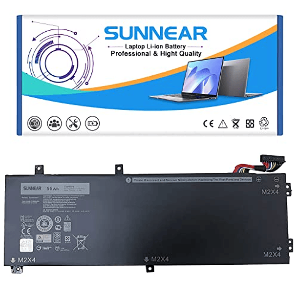 Batería de Repuesto SUNNEAR H5H20 para Dell XPS 15 9550 9560 9570 9590 Precision 5510 5520 5530 5540 Inspiron 7501 7590 7591 Series Laptop, 6GPTY 62MJV M7R965D91C, 56Wh 11.4V 4946mAh 1