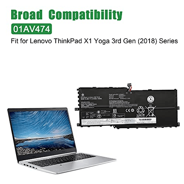 Reemplazo de Batería para Lenovo ThinkPad X1 Yoga 3rd Gen 2018 Series 5