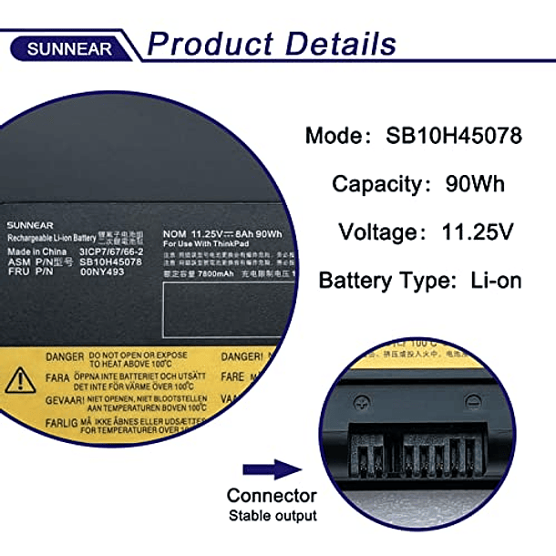 Batería de Repuesto para Lenovo ThinkPad P50 P51 P52 Series Notebook 2