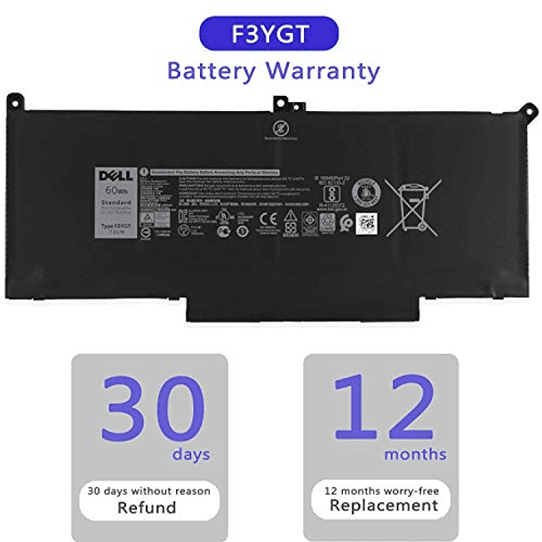 Batería para Portátil Dell Latitude 12 7000 7280 7290 13 7000 7380 7390 14 7000 7480 7490 Series DM3WC 0DM3WC 2X39G OUTLANDWAY F3YGT P29S002 P73G002 7.6V 60Wh 4 Celdas 7