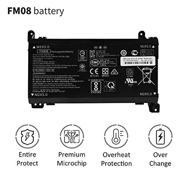 Batería FM08 HSTNN-LB8B para HP Omen 17-AN013TX 17-AN014TX 17-AN014NG HQ-TRE Serie 922753-421 922976-855 922977-855 14.4V 86Wh 5973mAh - Nueva de OUSIDE 2