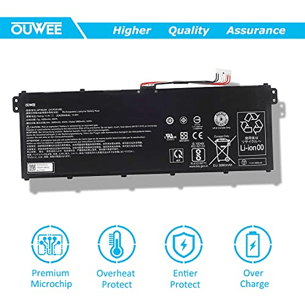 Batería Compatible para ACER Aspire 5 A515-43 Spin 3 SP314-54N Series Notebook 11.4V 4200mAh 48Wh - OUWEE AP18C4K 5