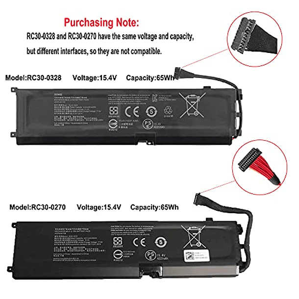 Batería Compatible con Razer Blade 15 Base 2020/2021 - OUWEE RC30-0328, RZ09-0328, RZ09-0328X, RZ09-03286, RZ09-03287, RZ09-03289, RZ09-0369, RZ09-0369X, RZ09-0410, RZ09-0410X, RZ0BEA24, RZ09-24 3