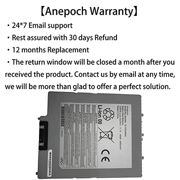 Batería Compatible para Panasonic Toughpad FZ-G1 Series Notebook FZ-VZSU84U, FZ-VZSU96U, FZ-VZSU96AU, FZ-VZSU84R, FZ-VZSU84UR, FZ-VZSU84A2U, VZSU84U 11,1V 46Wh 4080mAh ANEPOCH FZ-VZSU84AU 2