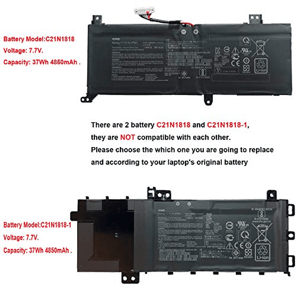 Batería Compatible con Asus VivoBook 14 F412DA X412FJ F412FJ A412FA F412FA F412UA X412FA X412FL X412UA X412UB X412UF Serie 0B200-03280500 C21PpJH 7.7V 37Wh 4850mAh 2