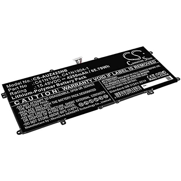 Baterías de Repuesto para ZenBook 13 UX325EA-EG022, ZenBook 14 UM425IA-AM036T, UM425IA-HM067 y UM425IA-WB502; Códigos 0B200-03660000 y 02B200-03660500; C41N1904 y C41N1904-1. 1