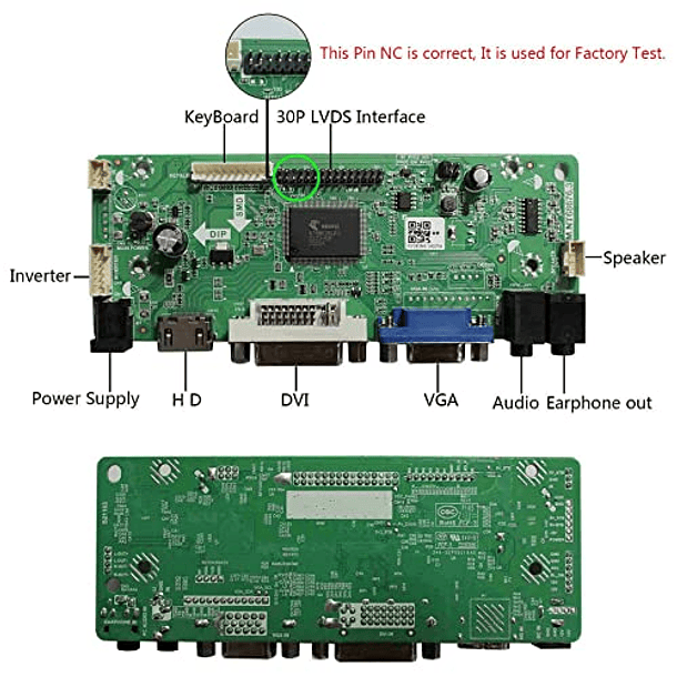 VSDISPLAY HD-MI VGA DVI Audio LCD Driver Board para 15.4 17  2