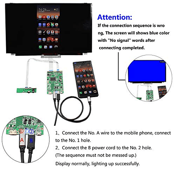 Placa controladora FanyiTek USB C tipo C HDMI de 40 pines pa 6