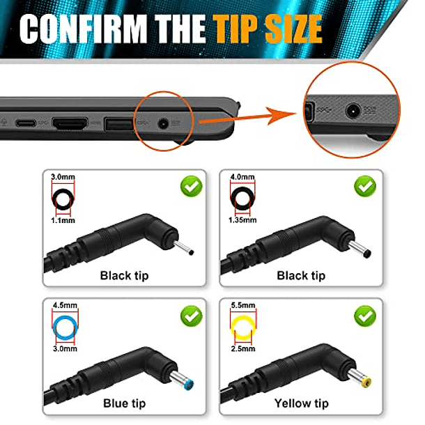 Adaptador Universal Asus de 65W, 45W y 33W para Cargar Portátiles Asus VivoBook, ZenBook, Chromebook, TransformerBook y EeeBook Series. Incluye Cable de Alimentación. 2