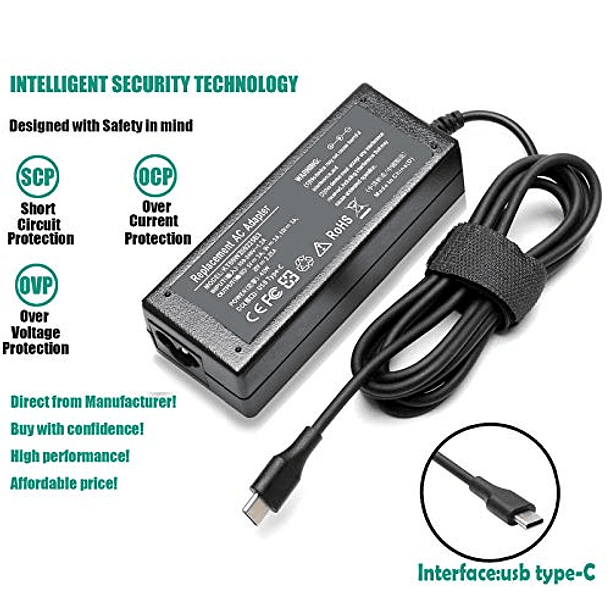 Cargador USB-C de 45 W para acer Chromebook C733 CB5 R752 R752T R752TN R752TN-C2J5 A18-045N1A A16-045N1A N17Q9 N17Q8 N18Q12 N18Q5 N18Q6 N16Q10 N17Q5 N18Q3 N19Q3 Adaptador de cable de carga tipo C. 4