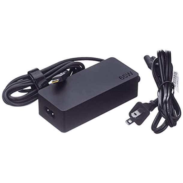 Adaptador de CA USB Tipo C 65W de Lenovo con Cable de Alimentación 2 Clavijas, Negro, Embalaje Minorista Original. 1