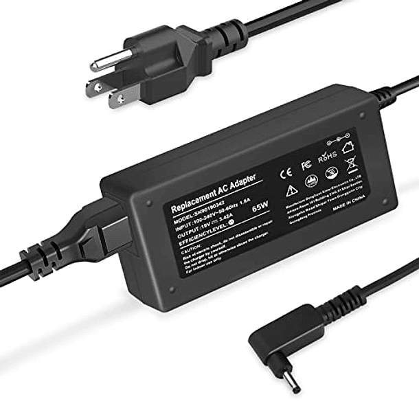 Cargador Compatible para Portátiles Acer Chromebook CB3, CB5, R11, C720, C740; 65W, 19V, 3.42A, N16P1 PA-1650-80 A11-065N. 1