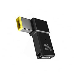 Adaptador USB C a Cuadrado para Thinkpad 100W PD, Convertidor Macho Tipo C para Yoga Ideapad Leg, Cable de Carga y Extensión de Fuente de Alimentación.