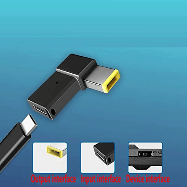 Adaptador USB C a Cuadrado para Thinkpad 100W PD, Convertidor Macho Tipo C para Yoga Ideapad Leg, Cable de Carga y Extensión de Fuente de Alimentación. 5
