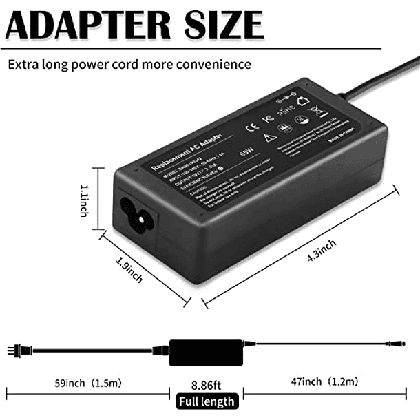 Adaptador de CA de 65W para HP EliteBook 840 G3 G4 G5 G6 G7 850 G3 820 725 745 755 X360 Probook Charger 640 G5 650 G2 430 440 450 G2 G3 G5 - Cable de alimentación incluido. 3