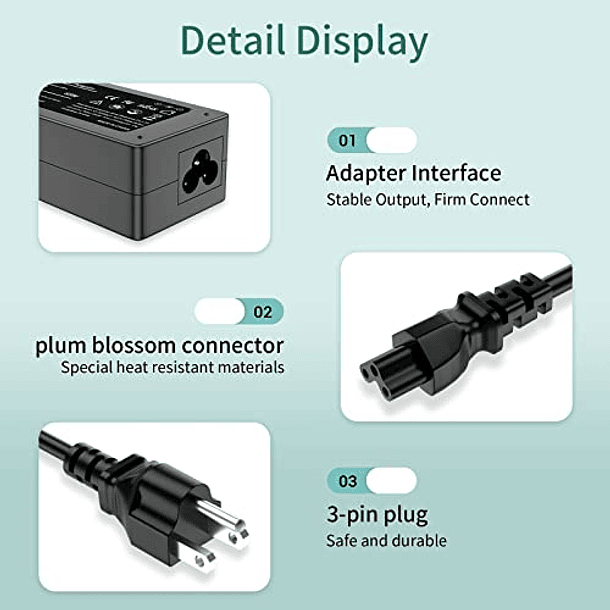 Cargador de 65W para HP Envy, Steam Chromebook 11 14 G3 G4 G5: Adaptador de CA, Fuente de Alimentación, Cable de Ordenador. 5