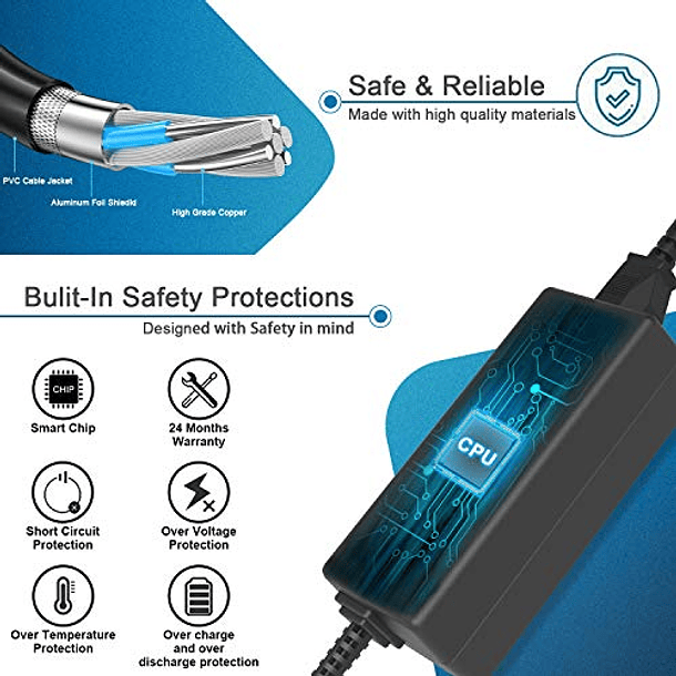 Reemplazo de Cargador para HP Pavilion DV7 DV6 G6 G7 DV5 DV4 DM4 G62 G72: 65W 18.5V 3.5A Adaptador de CA con Cable de Alimentación. 4