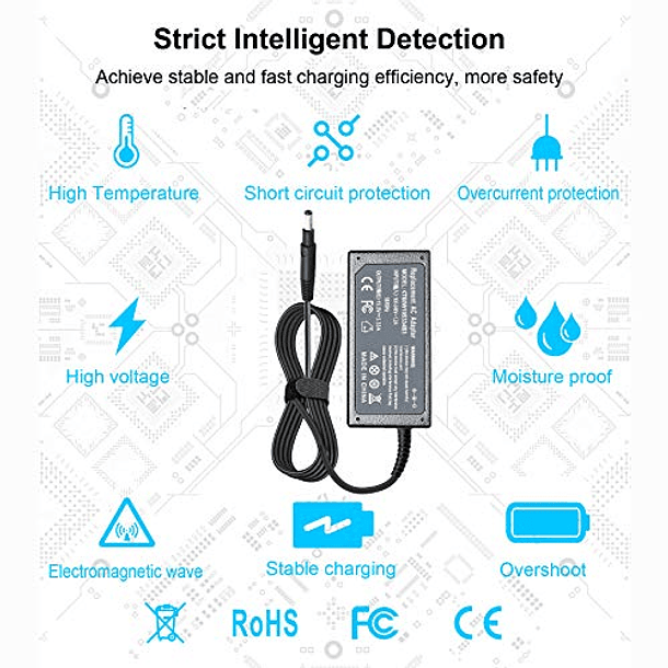 Cargador Compatible con HP Pavilion TouchSmart Sleekbook 14-B109WM 15-B129WM 15-B119WM 15-B142DX 15-B143CL 14-B120DX 14-b000 14-c000, Envy 4 6 Series - 19,5V 3,33A 65W 5