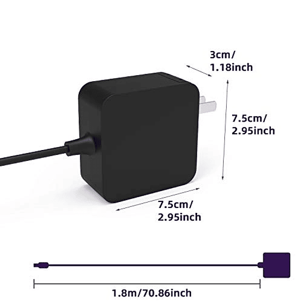 Cargador USB C de 65 W para Portátiles Samsung: Chromebook 4 4+, Galaxy Book Pro 360, Notebook 7 9 Pro, Galaxy Tab, XE521QAB, XE520QAB, XE513C24, XE350XBA, NP950QDB, NP930XDB, W18-065N1E. 4