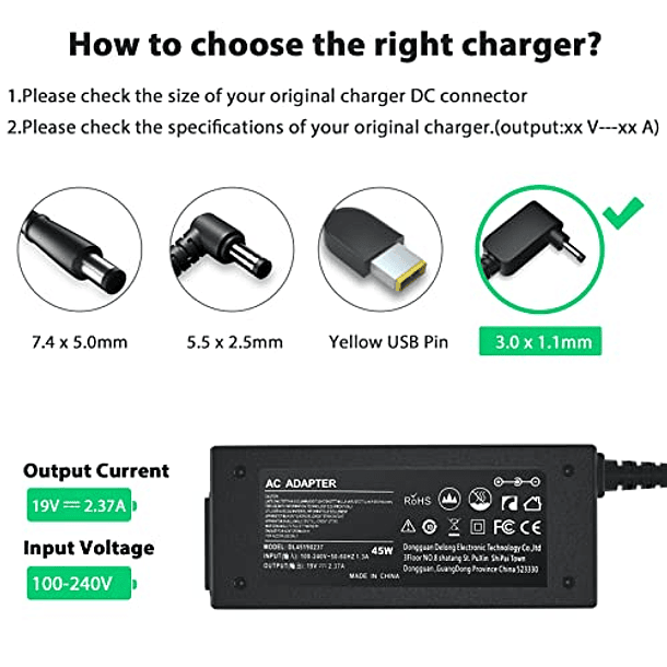 Adaptador de CA para Portátil Acer Aspire 5 A515-44 A515-46 A515-54 A515-54G A515-55 A515-56 A517-52 y Chromebook R11 Serie PA-1450-26, 19V, 2.37A, 45W, Cable de Alimentación Incluido. 2