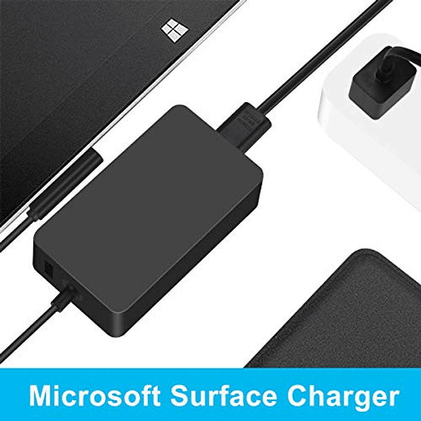 Adaptador de Alimentación de CA de 65W para Microsoft Surface Pro 3, 4, 5, 6, Book 2, 3, Go y Laptop. Compatible con Puerto de Carga. 2