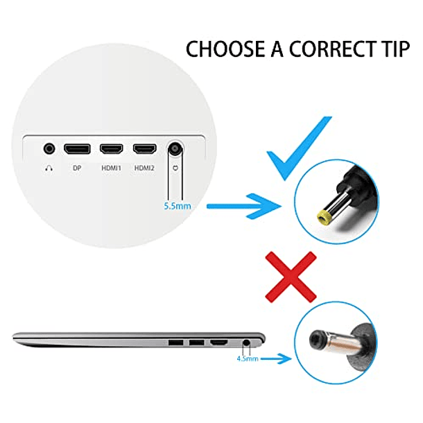 Adaptador de CA/CC de 19V Compatible con Monitores HP Pavilion de 20-27