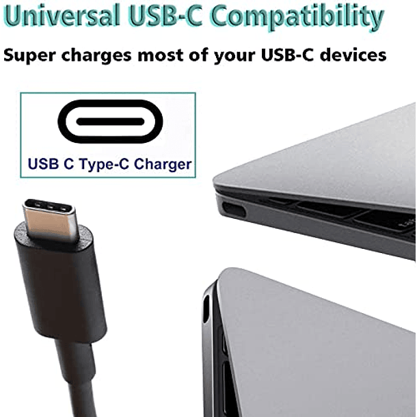 Cargador USB tipo C HP Chromebook 45W apto para HP Chromebook 14 14A G5 14-ca061dx 14-ca052wm 14-ca051wm 14-ca020nr Cable de alimentación para computadora portátil 3