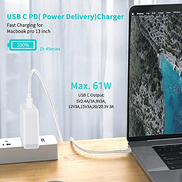 Cargador Google USB-C Blanco, Power Delivery 30W para Huawei
