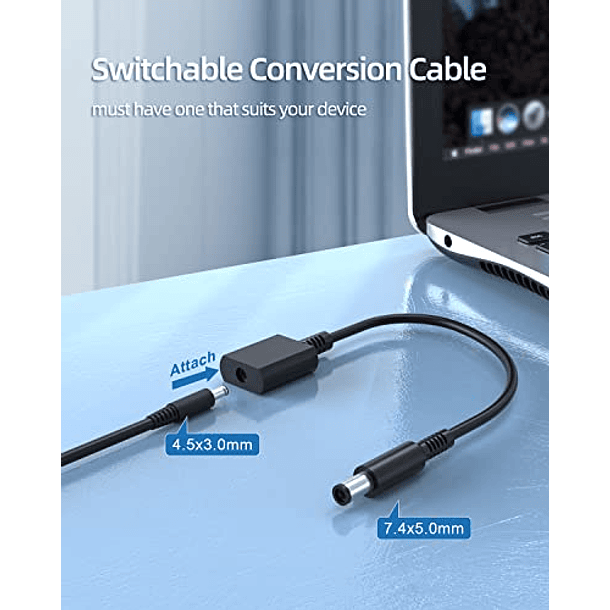 Adaptador de CA para Dell-Latitude 13 3000 3310 3310 3301 2 en 1 P114G P114G001 P118G001 P95G002 con cable de alimentación de 65 W. 3