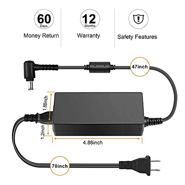 Adaptador de CA de 19,5 V y 4,7 A para Sony Vaio VGP-AC19V37, VGP-AC19V10, VGP-AC19V48, VGP-AC19V19, VGP-AC19V12, VGP-AC19V43, PCG-3J1L, PCG-7Y2L, PCG-7192L, PCG-61611L y PCG VGN. 4