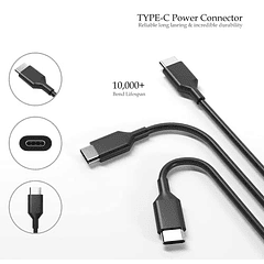 Repuesto de 65W USB-C para Lenovo/Lenovo Chromebook 100e 300e C330 ThinkPad T480 T480s T580 T580s Yoga C930 C940, Compatible con HP/Dell/Asus/Acer/Google. Adaptador de CA.