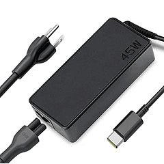 Cargador USB C de 45 W: Compatible con Chromebooks HP/Dell/Lenovo/Acer/Asus/Samsung/Sony. Carga Rápida Tipo C. Adaptador de CA. Fuente de Alimentación.