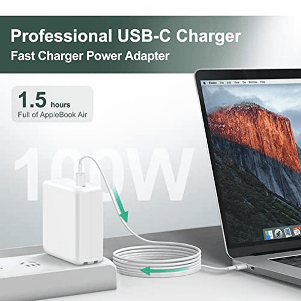  Cargador Mac Book Pro – Cargador USB C de 100 W compatible con  MacBook Pro tipo C de 16, 15, 14, 13 pulgadas, MacBook Air de 13 pulgadas,  iPad Pro 2021/2020/2019/2018
