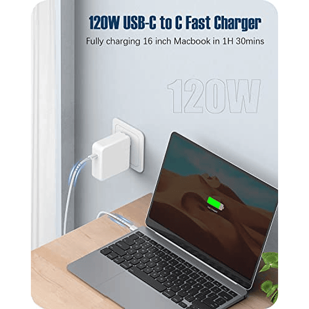Adaptador de Corriente USB C 118W: Carga Rápida para MacB