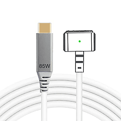 Cable Adaptador USB-C a Magnético de 2 Puntas en T para Cargar MacBook Air Pro de 85W, 5 Pines con Cabezal en T para 11" y 13