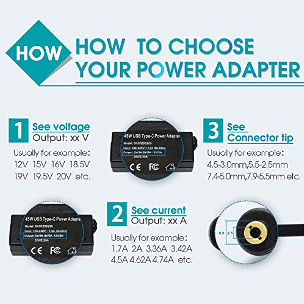 Adaptador de Corriente para Portátil Toshiba Satellite C55 C655 C850 C50 L755 C855 L655 L745 P50 C855D C55D S55; Portege Z30 Z930 Z830; Satellite Radius 11 14 15, 65W, Cable de Alimentación PA3917U-1A 8