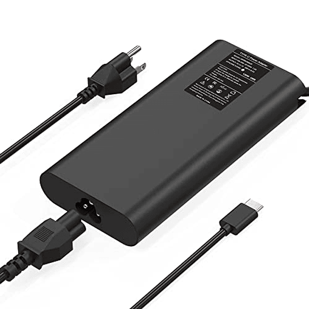 Cargador de Portátil Dell: 130W, USB C Tipo C, Adaptador CA para XPS 15 17 9575 2 en 1 9500 Precision 5530 5550 3560 3550 3551 Latitude 7410 7310 9410 9510 9575 5420 5520 5510, Cable de Alimentación I 1