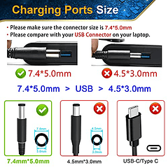 Cargador de portátil de 130 W Compatible con Dell Inspiron 11 15 7000 7559 5577 Precision M20 M60 M70 M90 M2400 M4400 M4500 M6300 Vostro 500 1000 1200 1400. Compatible con LA130PM121 DA130PE1-00. Adap