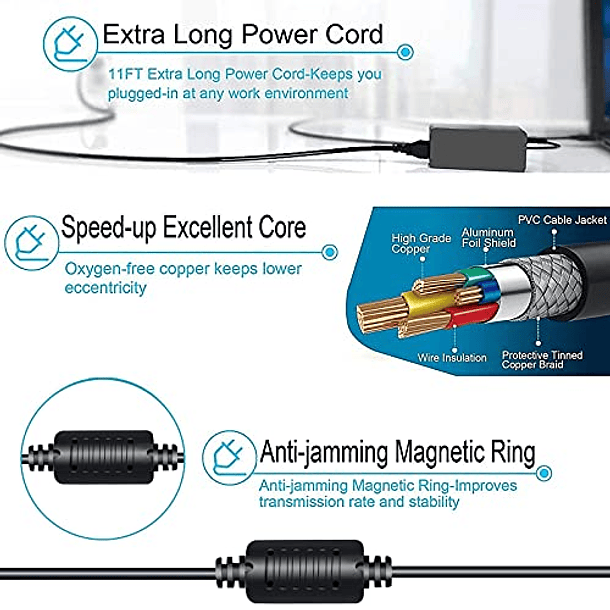 Adaptador de CA para Cargador de Portátil de 90W para Dell Inspiron 13 14 15 3000 5000 7000 Series: N7110, 1545, M731R, 5521, 5537, 3542, N7010, N5010, Studio 1555, 1737, Chromebook 11 3180. Incluye C 4