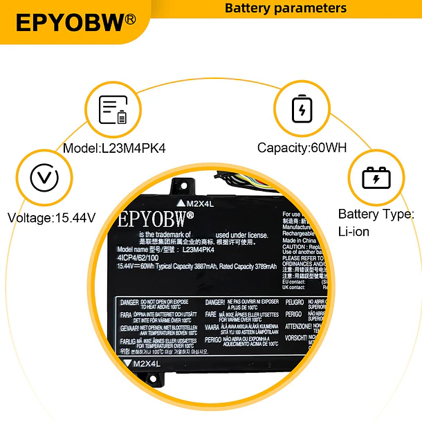 Batería de Repuesto L23M4PK4 para diversos equipos compatibles según modelo L23M4PK4 - EPYOBW 3