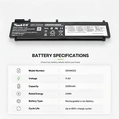 Batería de Repuesto 00HW022 para Lenovo ThinkPad T460s T470s Series 00HW022 00HW036 00HW037 SB10F46461 SB10F46460 - Tanch