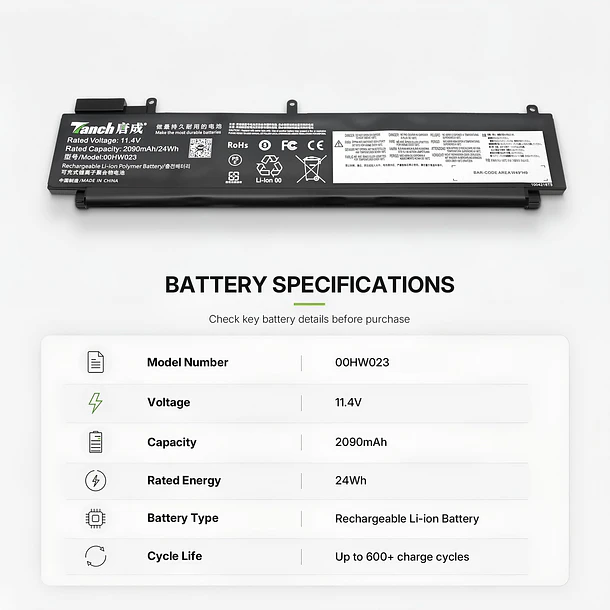 Batería de Repuesto 00HW022 para Lenovo ThinkPad T460s T470s Series 00HW022 00HW036 00HW037 SB10F46461 SB10F46460 - Tanch 2